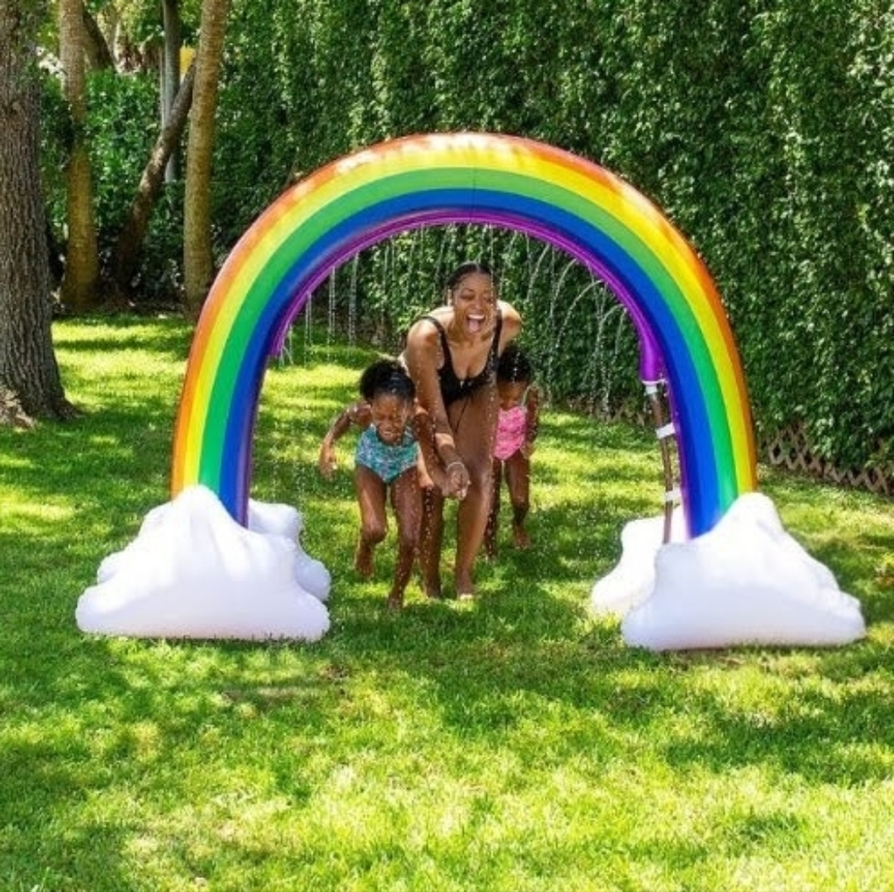 Vibrant Inflatable Rainbow Arch Summer PoolCandy Jumbo Inflatable Sprinkler Toy